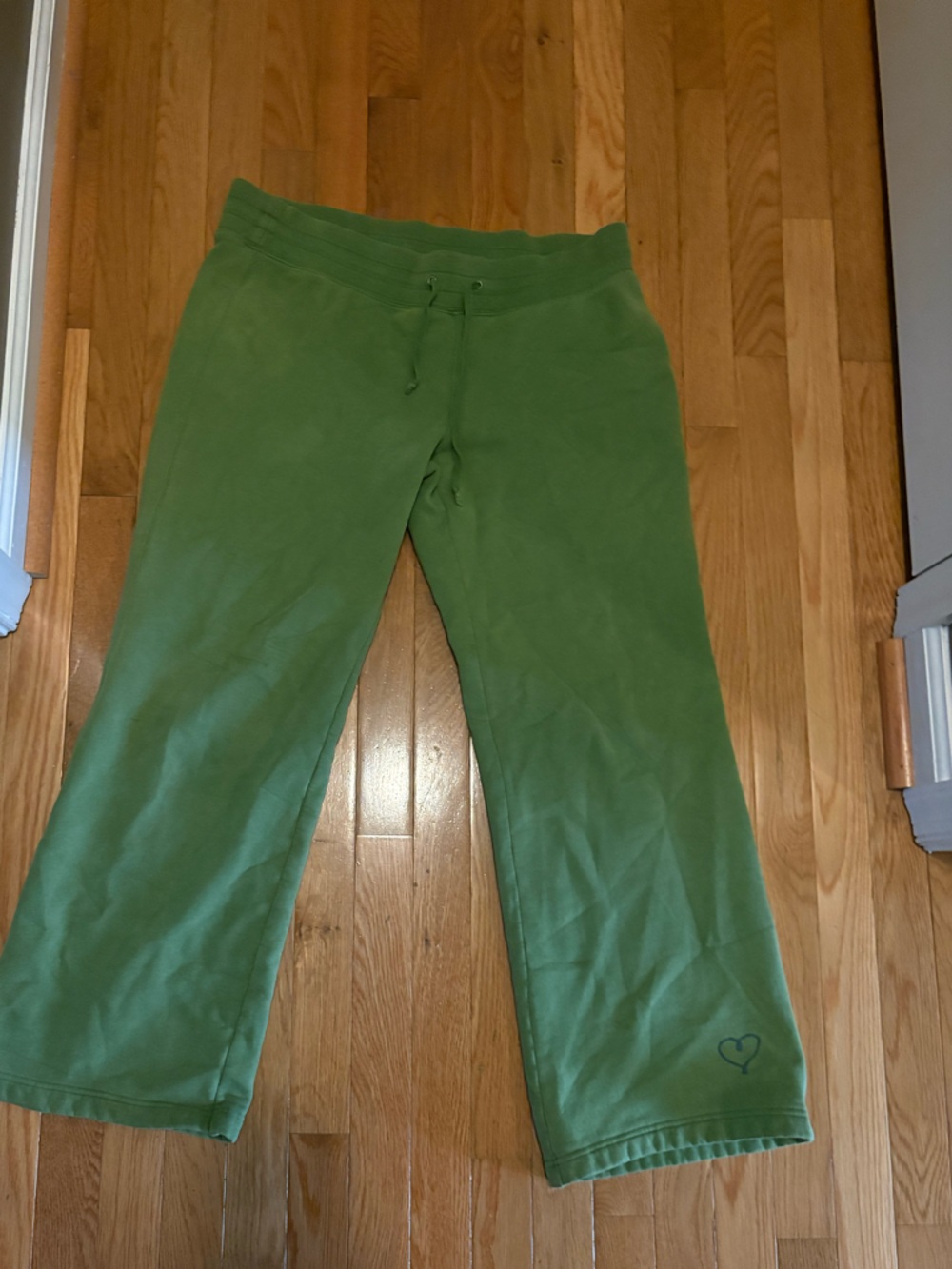 Y2K 2000s Life is Good Green Flare Open Leg Sweatpants